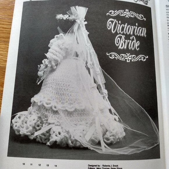 Vintage 15" Doll Dress Crochet Patterns Lot of 3 Wedding Historical Grandmacore - Picture 7 of 9